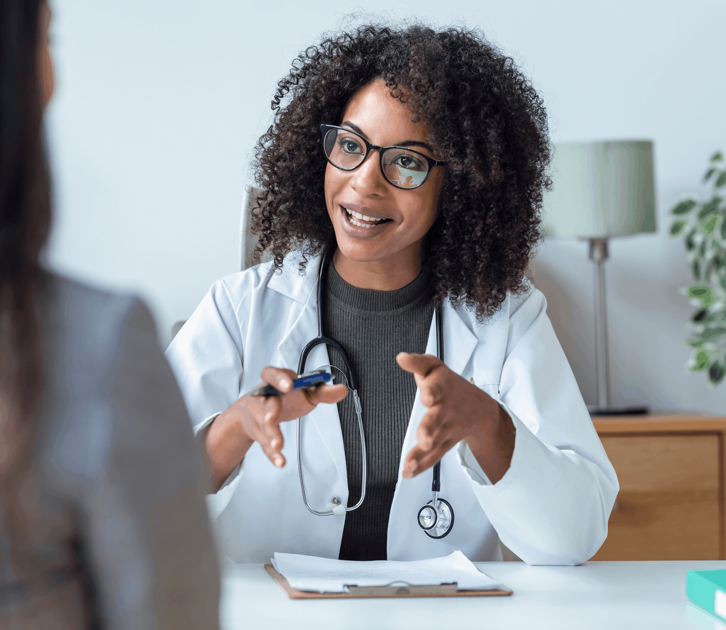 A doctor talking to someone